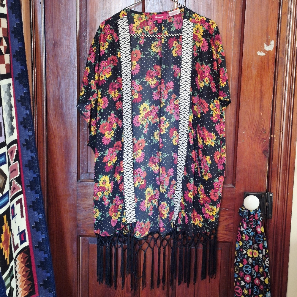 Panhandle Floral Duster with Fringe L/XL